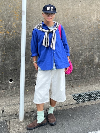 「thisisneverthat(ディスイズネバーザット)のWave Jacquard Tee(Tシャツ/カットソー)」を使った、reijiro さん(メンズ・165cm)の夏コーディネート
