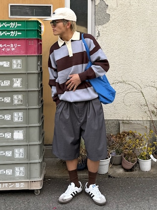 「FREAK'S STORE（フリークスストア）の限定展開 ビッグシルエット ボーダー ニット ラガーシャツ（その他トップス）」を使った、reijiro さん（メンズ・165cm）の春コーディネート