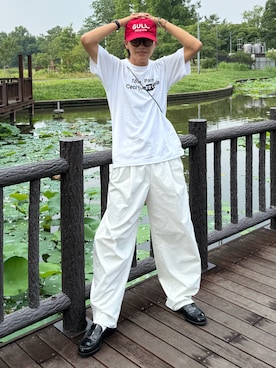 「白コーデ」｜reijiro さん（メンズ・165cm）の夏コーディネート