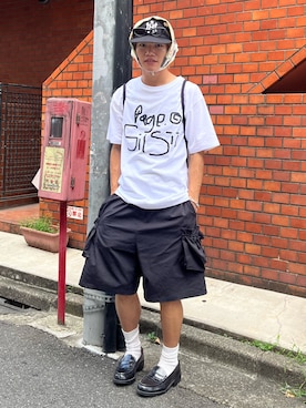 「BROKEN BASE（ブロークンベース）のアイテム（パンツ）」を使った、reijiro さん（メンズ・165cm）の夏コーディネート