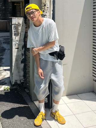「Millo Archive（ミロ アーカイブ）のアーチドロップスウェットハーフパンツ[メランジグレー]（その他パンツ）」を使った、reijiro さん（メンズ・165cm）の夏コーディネート