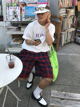 「BROKEN BASE（ブロークンベース）のアイテム（トップス）」を使った、reijiro さん（メンズ・165cm）の夏コーディネート