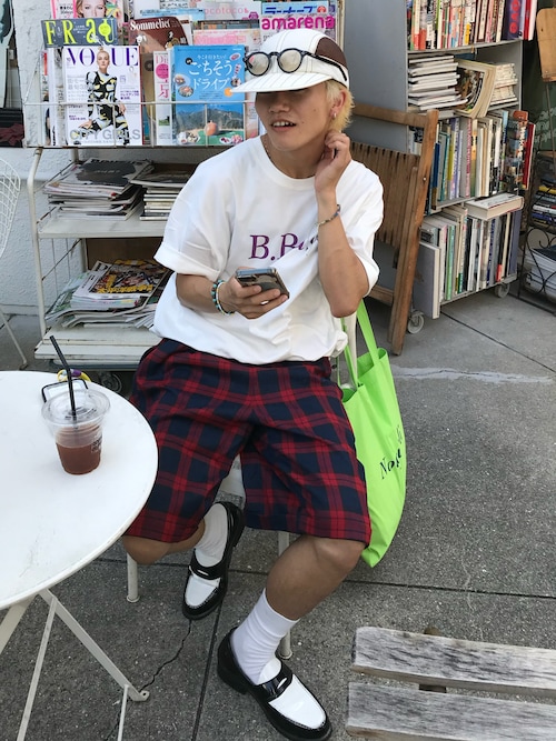 「BROKEN BASE(ブロークンベース)のB.Base ピグメントアソートSSTee(Tシャツ/カットソー)」を使った、reijiro さん(メンズ・165cm)の夏コーディネート