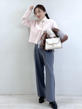 「アイテム（スラックス）」を使った、yukaさん（レディース・152cm・40代）の秋コーディネート