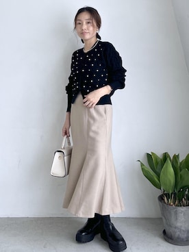 「アイテム（シュシュ）」を使った、yukaさん（レディース・152cm・40代）の秋コーディネート