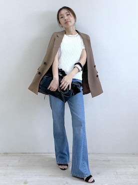 「OUTDOOR PRODUCTS（アウトドアプロダクツ）のアイテム（ショルダーバッグ）」を使った、yukaさん（レディース・152cm）の夏コーディネート