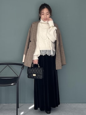 「アイテム（バレッタ/ヘアクリップ）」を使った、yukaさん（レディース・152cm）の秋コーディネート