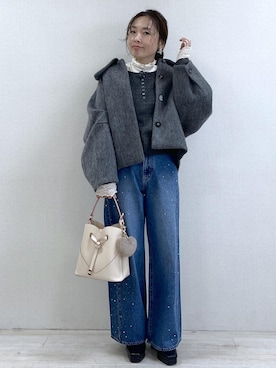 「アイテム（バレッタ/ヘアクリップ）」を使った、yukaさん（レディース・152cm）の秋コーディネート