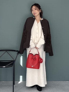 「アイテム（バレッタ/ヘアクリップ）」を使った、yukaさん（レディース・152cm）の冬コーディネート