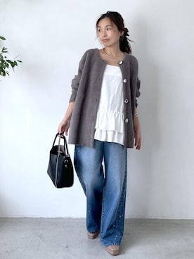 「アイテム（ヘアアクセサリー）」を使った、yukaさん（レディース・152cm・40代）の秋コーディネート