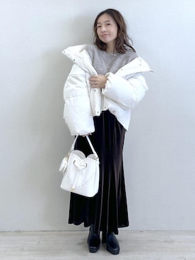 「アイテム（スカート）」を使った、yukaさん（レディース・152cm・40代）の冬コーディネート