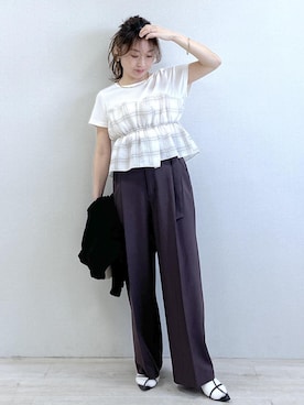 「VIS（ビス）のアイテム（トップス）」を使った、yukaさん（レディース・152cm）の春コーディネート