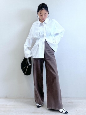 「アイテム（バレッタ/ヘアクリップ）」を使った、yukaさん（レディース・152cm）の秋コーディネート