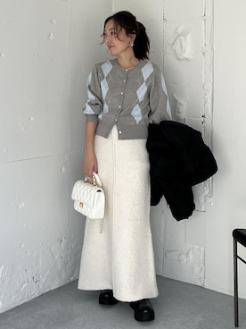 「アイテム（ヘアアクセサリー）」を使った、yukaさん（レディース・152cm）の冬コーディネート