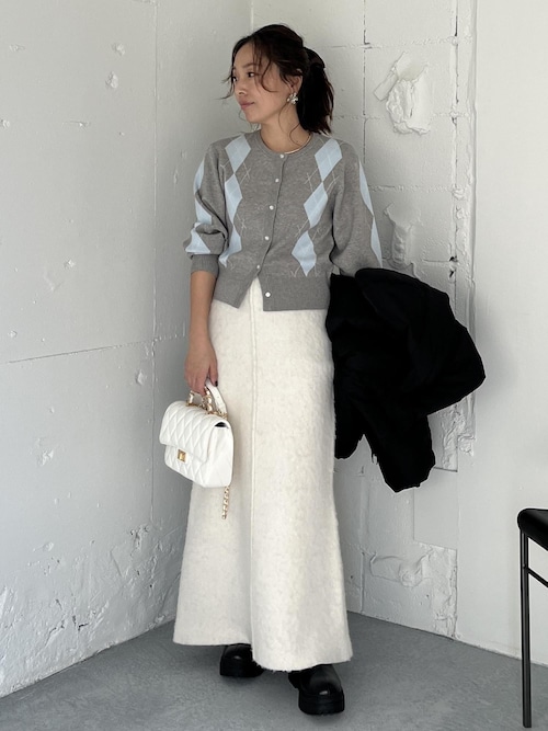セール】チェックアソートシャギーニットスカート/セットアップ対応
