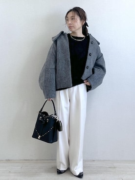 「アイテム（スラックス）」を使った、yukaさん（レディース・152cm・40代）の冬コーディネート