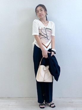 「アイテム（スラックス）」を使った、yukaさん（レディース・152cm・40代）の夏コーディネート