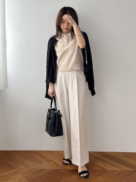 「VIS（ビス）の【ご好評につき追加生産】【2WAY】ハートカットバッグ（ハンドバッグ、ブラック系）」を使った、yukaさん（レディース・152cm）の春コーディネート