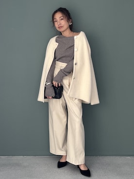 「アイテム（バレッタ/ヘアクリップ）」を使った、yukaさん（レディース・152cm）の冬コーディネート