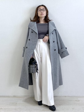 「アイテム（スラックス）」を使った、yukaさん（レディース・152cm）の冬コーディネート