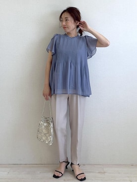 「24SS春の新作」｜「アイテム（スラックス）」を使った、yukaさん（レディース・152cm）の春コーディネート