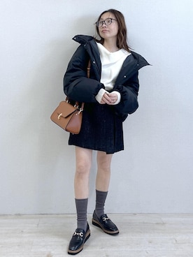 「アイテム（ローファー）」を使った、yukaさん（レディース・152cm・40代）の冬コーディネート