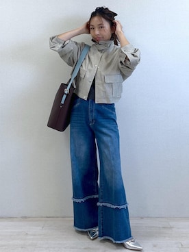 「アイテム（カバーオール）」を使った、yukaさん（レディース・152cm）の秋コーディネート