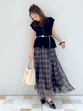 「アイテム（ニット/セーター）」を使った、yukaさん（レディース・152cm・40代）の夏コーディネート