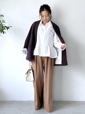 「アイテム（シュシュ）」を使った、yukaさん（レディース・152cm・40代）の秋コーディネート