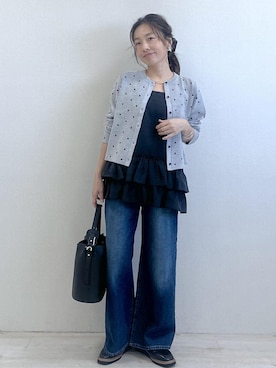 「アイテム（カーディガン/ボレロ）」を使った、yukaさん（レディース・152cm・40代）の秋コーディネート