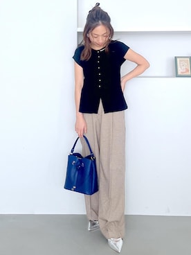 「アイテム（ニット/セーター）」を使った、yukaさん（レディース・152cm・40代）の夏コーディネート