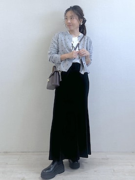 「アイテム（シュシュ）」を使った、yukaさん（レディース・152cm）の秋コーディネート