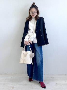 「VIS（ビス）のアイテム（トップス）」を使った、yukaさん（レディース・152cm）の冬コーディネート