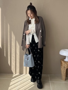 「VIS（ビス）のライトベロアIラインスカート（スカート、ブラック系）」を使った、yukaさん（レディース・152cm）の夏コーディネート