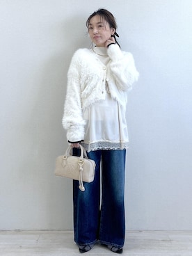 「アイテム（チュニック）」を使った、yukaさん（レディース・152cm）の冬コーディネート