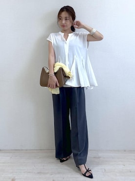 「アイテム（スラックス）」を使った、yukaさん（レディース・152cm・40代）の夏コーディネート