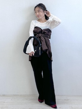 「アイテム（ヘアアクセサリー）」を使った、yukaさん（レディース・152cm・40代）の秋コーディネート