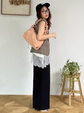 「OUTDOOR PRODUCTS（アウトドアプロダクツ）のアイテム（ショルダーバッグ）」を使った、yukaさん（レディース・152cm）の夏コーディネート
