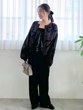 「アイテム（バレッタ/ヘアクリップ）」を使った、yukaさん（レディース・152cm）の秋コーディネート