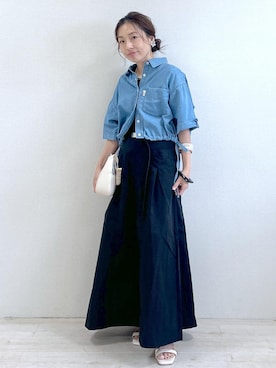 「アイテム（ベルト）」を使った、yukaさん（レディース・152cm・40代）の夏コーディネート