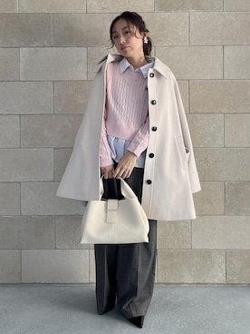 「アイテム（バレッタ/ヘアクリップ）」を使った、yukaさん（レディース・152cm）の冬コーディネート