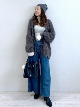 「VIS（ビス）の袖フェザーシアータートルニット（ニット/セーター）」を使った、yukaさん（レディース・152cm）の秋コーディネート