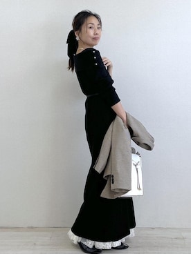 「アイテム（バレッタ/ヘアクリップ）」を使った、yukaさん（レディース・152cm）の秋コーディネート