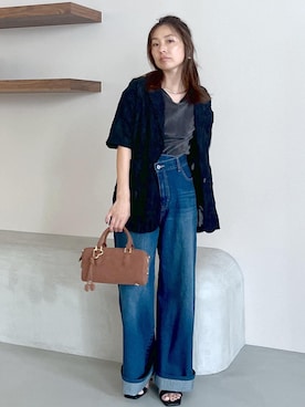 「アイテム（ボストンバッグ）」を使った、yukaさん（レディース・152cm・40代）の夏コーディネート