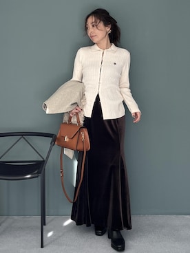 「アイテム（バレッタ/ヘアクリップ）」を使った、yukaさん（レディース・152cm）の冬コーディネート