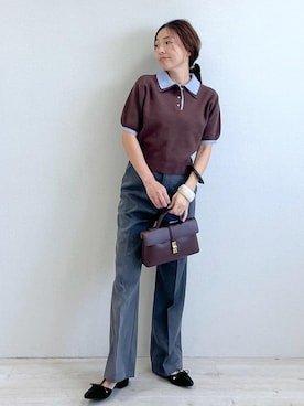 「アイテム（ポロシャツ）」を使った、yukaさん（レディース・152cm・40代）の夏コーディネート