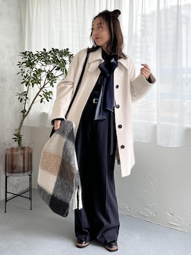 「アイテム（チェスターコート）」を使った、yukaさん（レディース・152cm・40代）の秋コーディネート