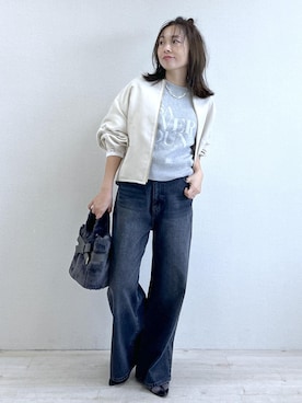 「VIS（ビス）のアイテム（デニムパンツ）」を使った、yukaさん（レディース・152cm）の秋コーディネート