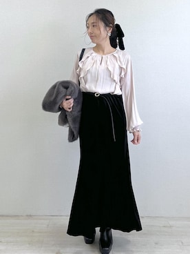 「アイテム（バレッタ/ヘアクリップ）」を使った、yukaさん（レディース・152cm・40代）の秋コーディネート