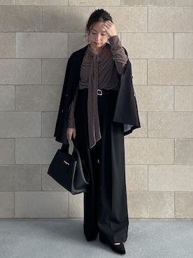 「アイテム（バレッタ/ヘアクリップ）」を使った、yukaさん（レディース・152cm）の冬コーディネート